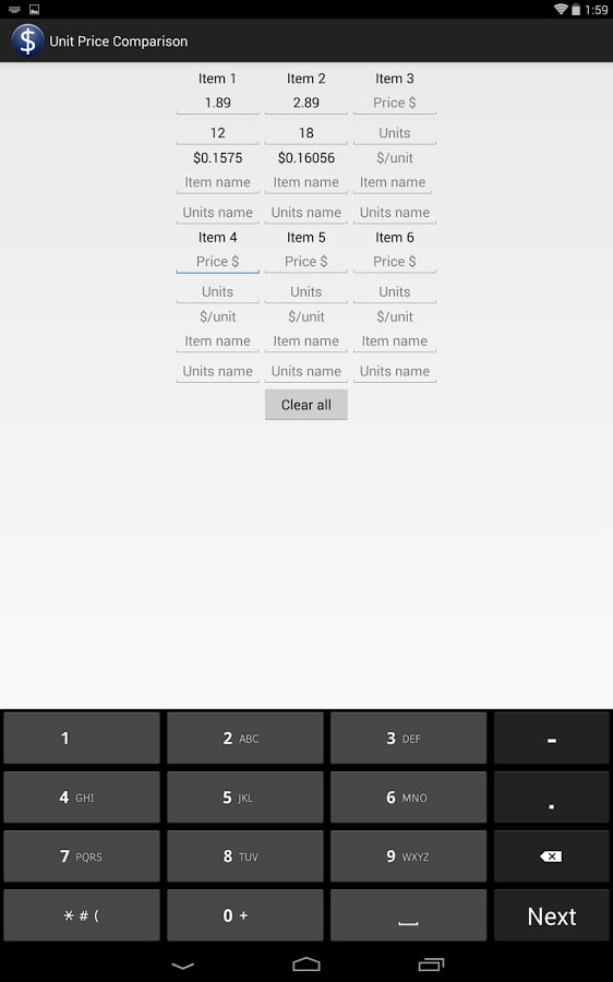 Unit Price Comparison截图3