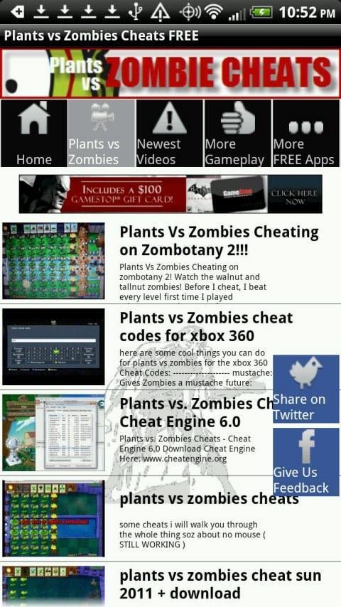 Plants vs Zombies Cheats FREE截图2