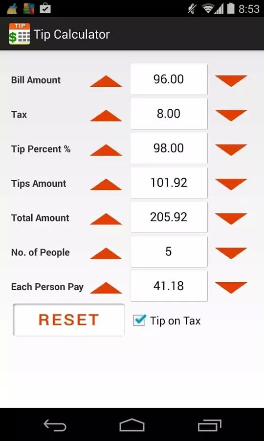 Tip N Split Calculator截图2