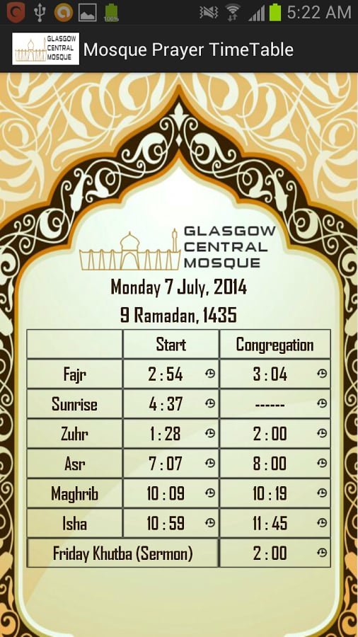 Glasgow Mosque Prayer Times截图3
