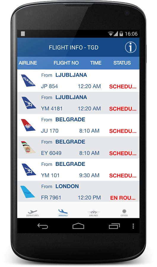 Podgorica Flights Info截图1