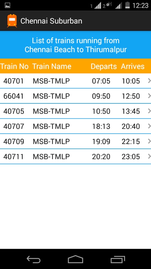 Chennai Suburban Timetab...截图4