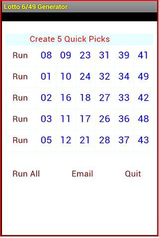 Lotto 6/49 Generator截图1