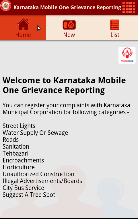 Karnataka Mobile One Grievance截图1