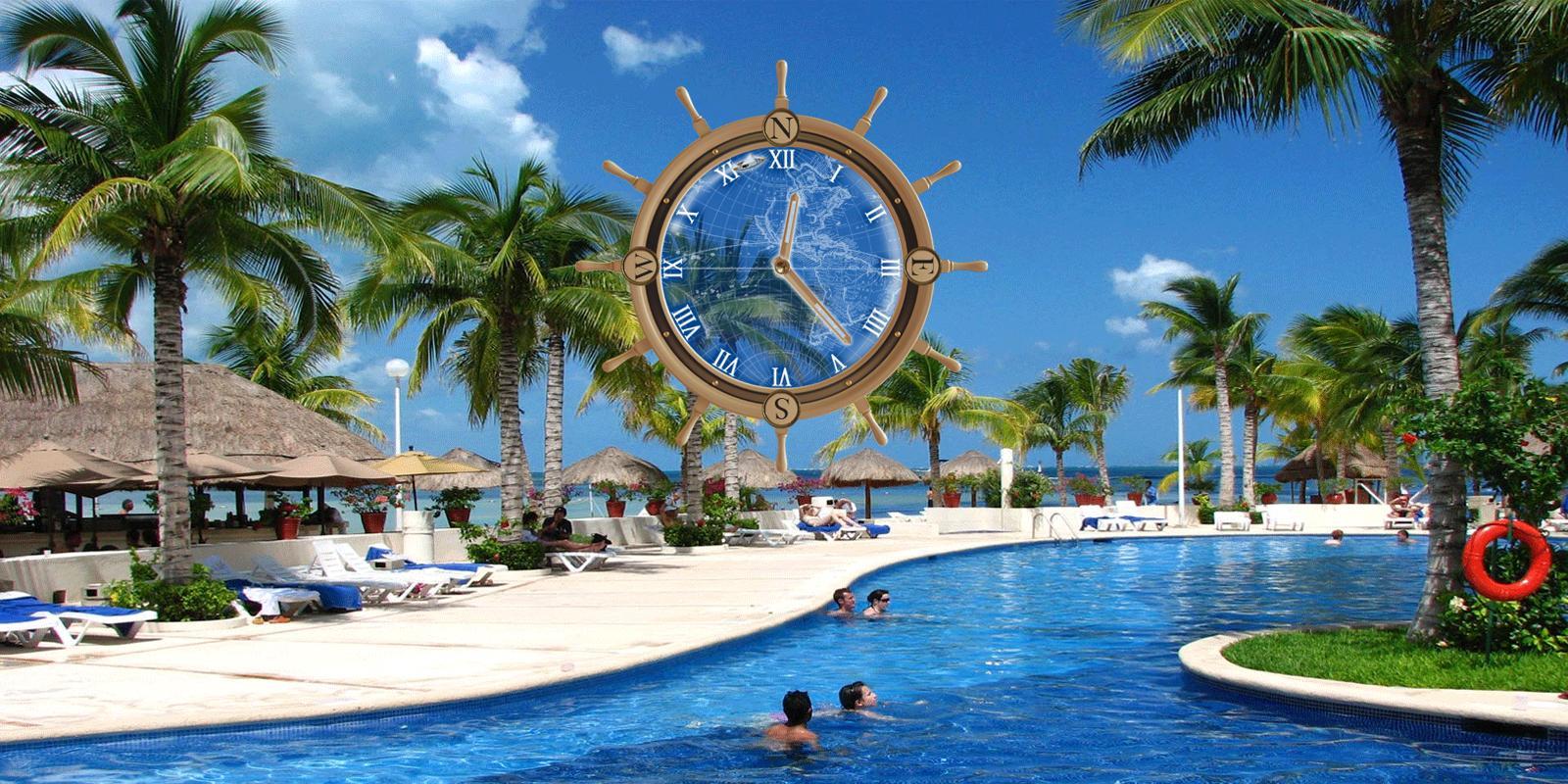 Cancun Mexico Beach Clock LWP截图1