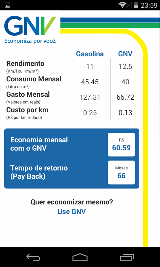 Simulador de Economia GNV截图4