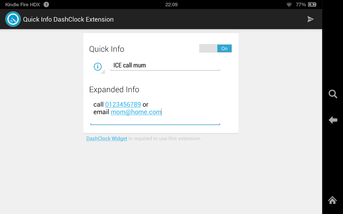 Quick Info DashClock Extension截图1