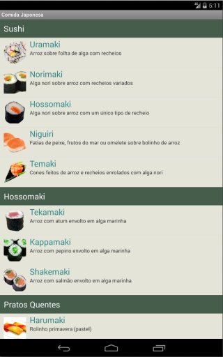 Menu de Comida Japonesa截图1