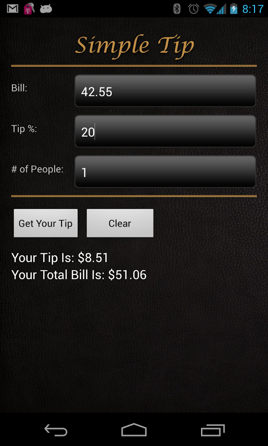 Simple Tip Free Tip Calculator截图1
