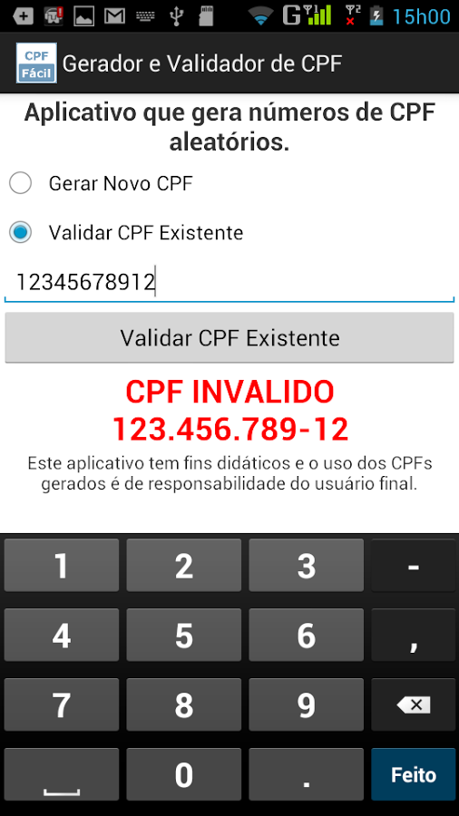 Gerador e Validador de CPF截图3