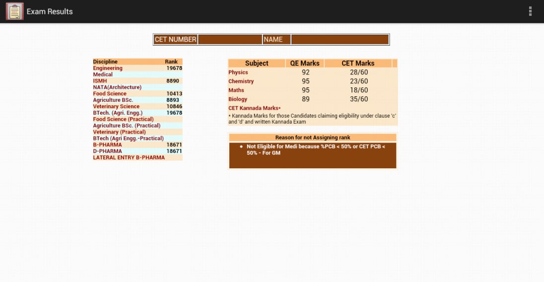 Karnataka CET Results截图2