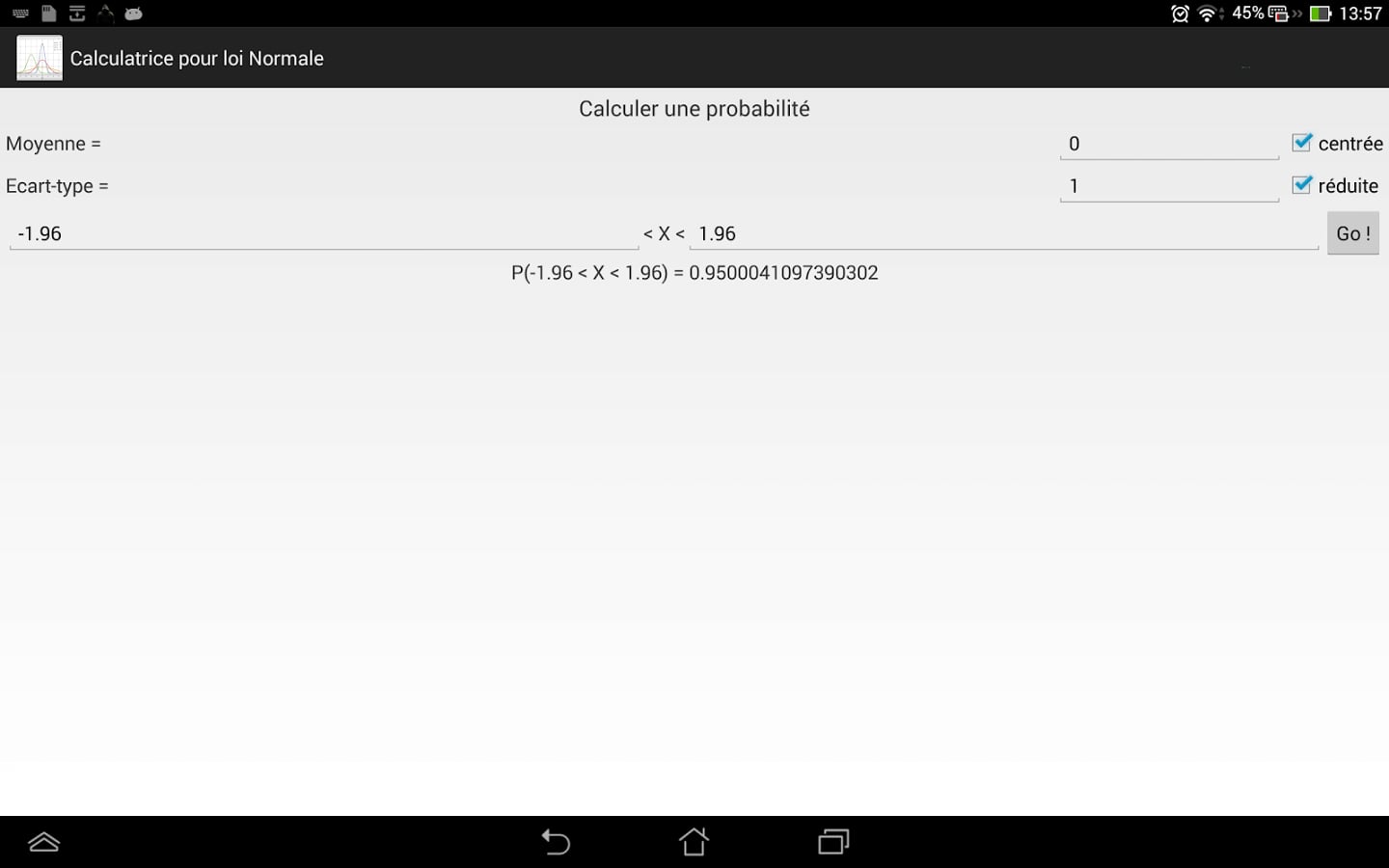 Normal Distribution Calc...截图1