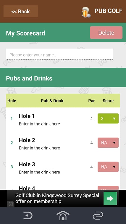 Pub Golf Scorecard截图4