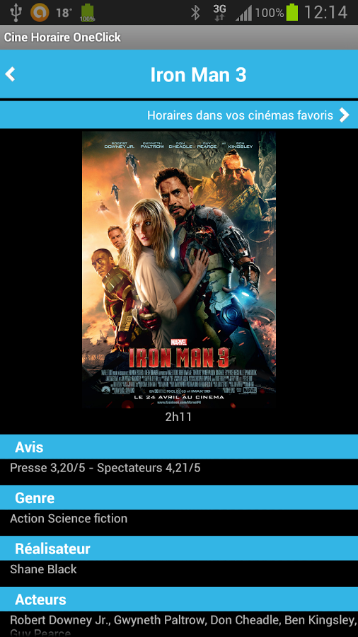 Cinema Horaire OneClick截图3