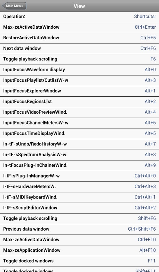 Shortcuts for Sony Acid ...截图11