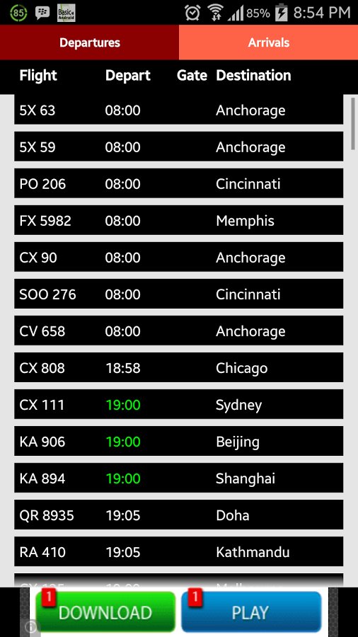 HongKong Airport Flight ...截图1