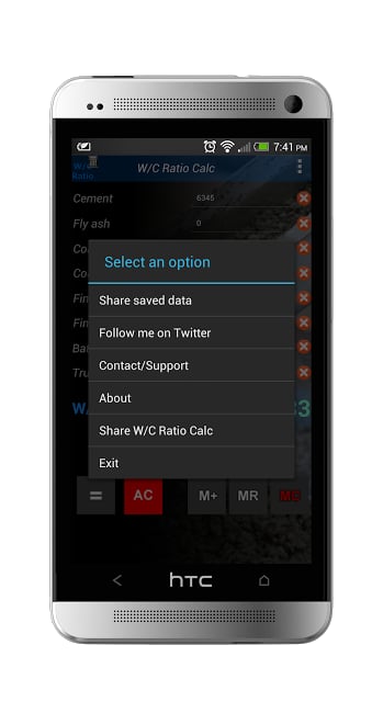 Water Cement Ratio Calculator截图1