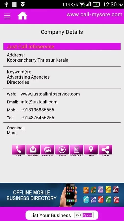 Call Mysore Business Dir...截图8