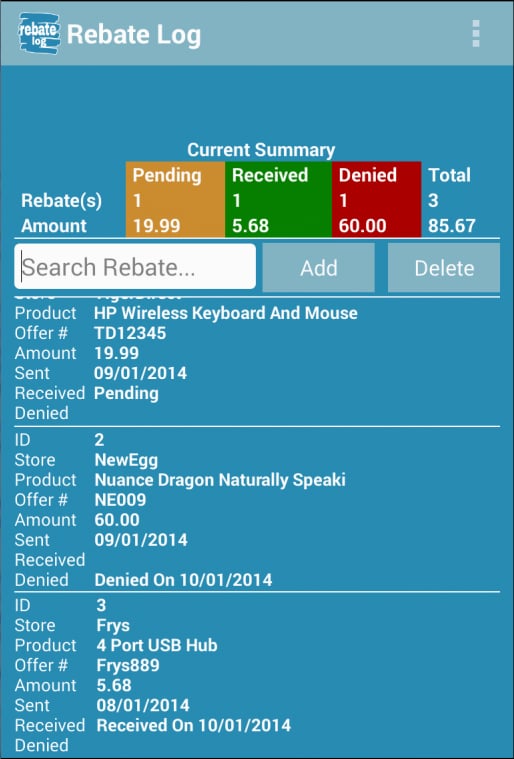 Rebate Log截图1