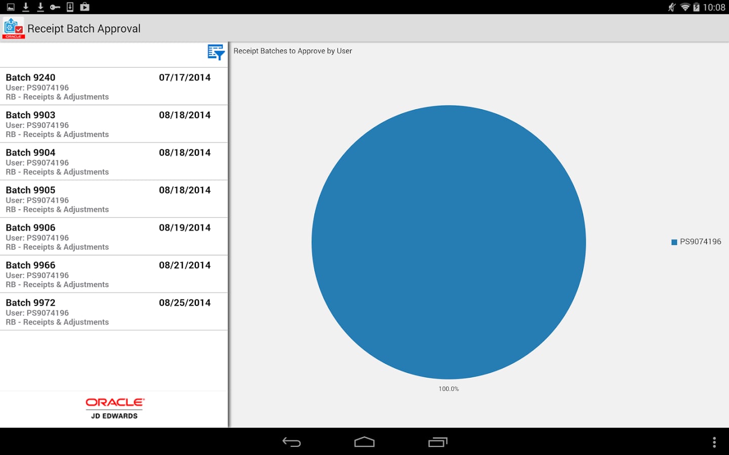 Receipt Batch Appr - JDE...截图1