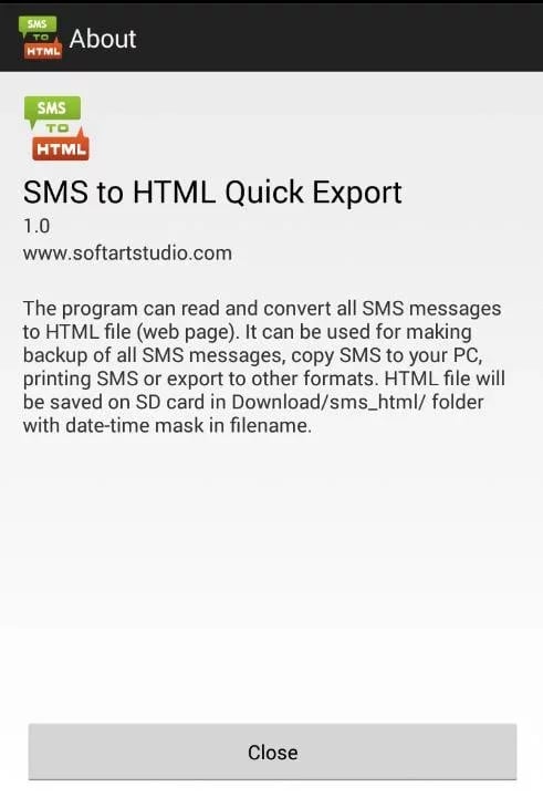 SMS to HTML Quick Export截图2