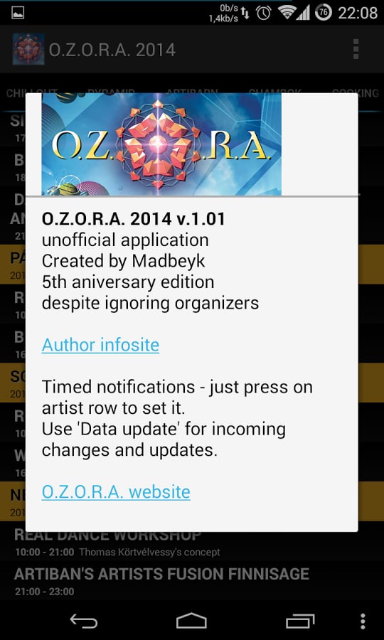 O.Z.O.R.A. 2014 Timetabl...截图8