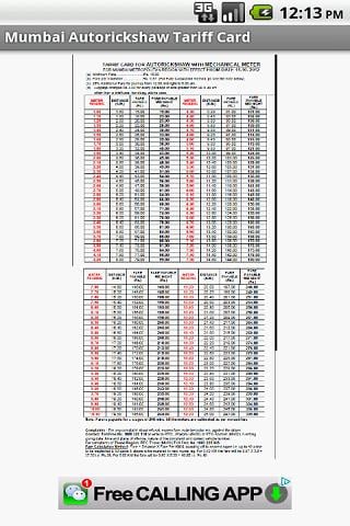 Mumbai Auto tariff card截图1