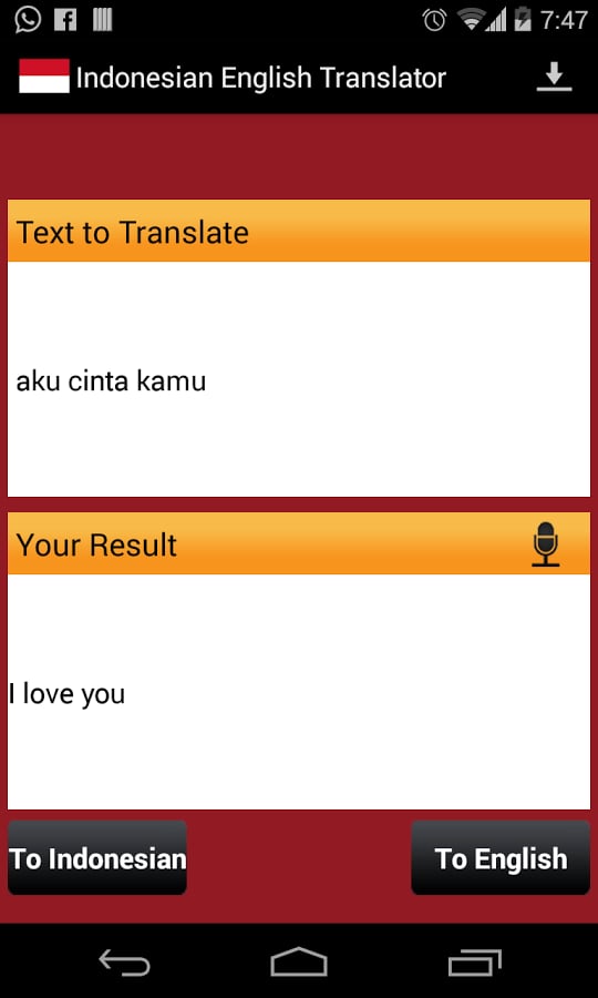 Indonesian English Translator截图2