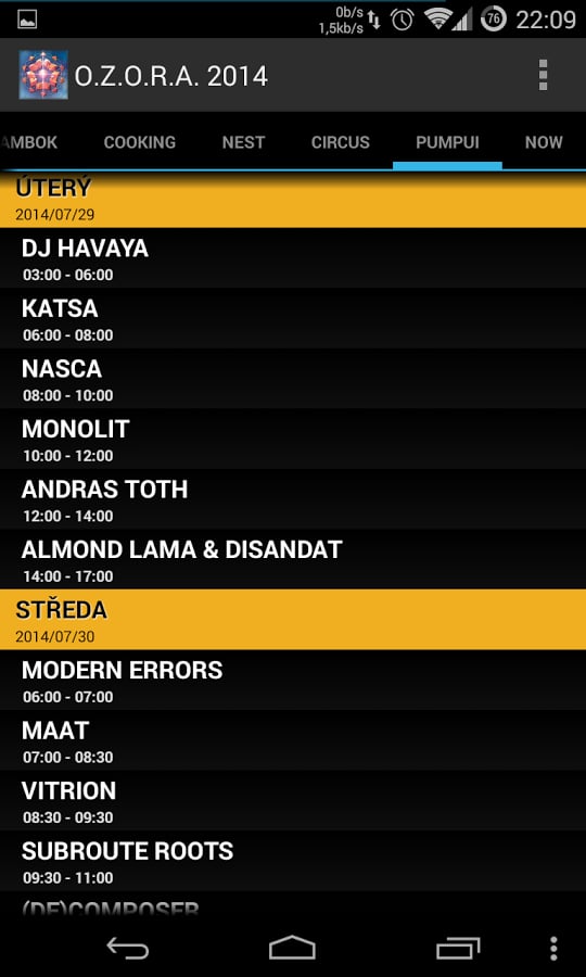 O.Z.O.R.A. 2014 Timetabl...截图4