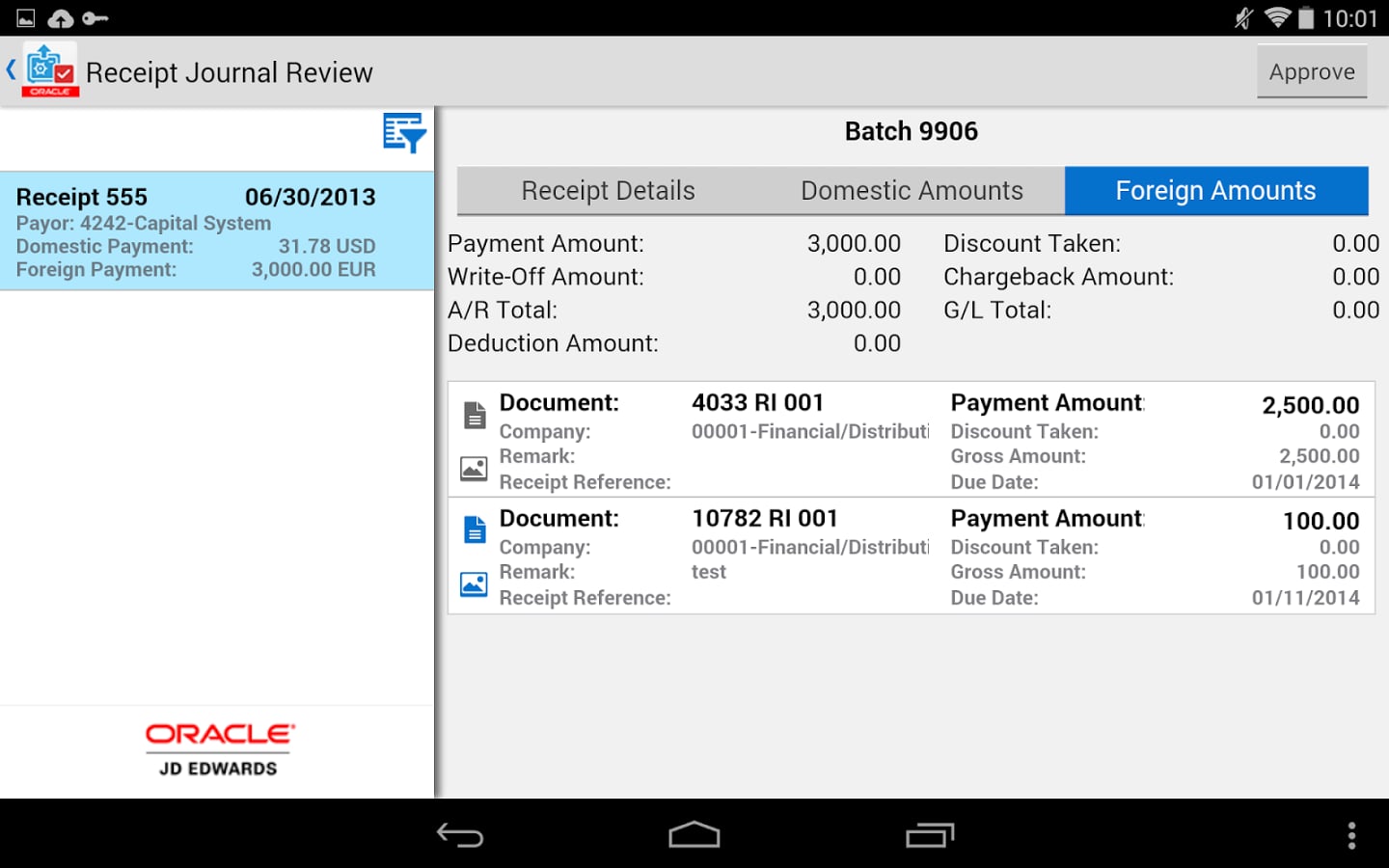 Receipt Batch Appr - JDE...截图2