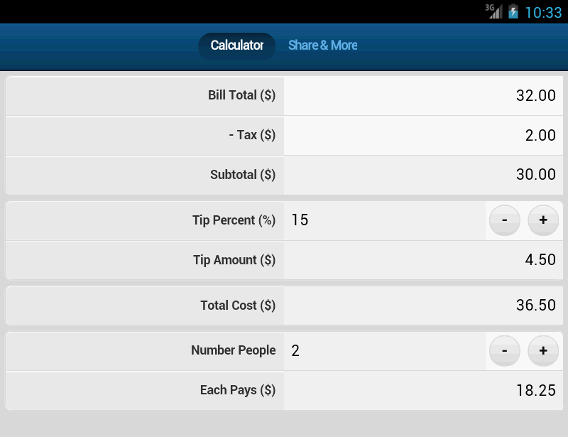 Bill Tip Split Calculator截图1