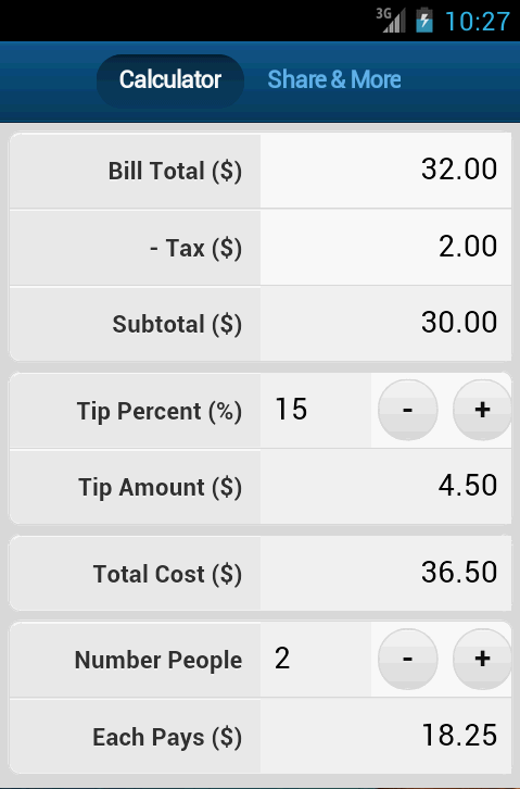 Bill Tip Split Calculator截图5