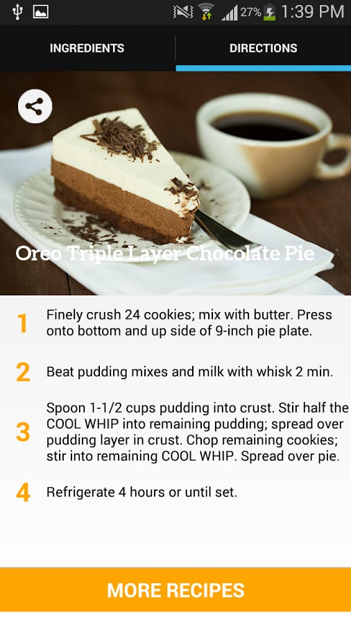 OREO Chocolate Pie Recip...截图2