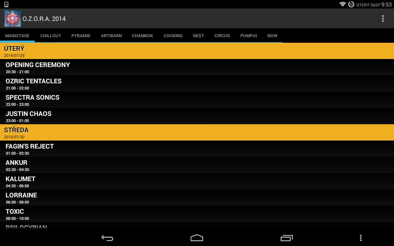 O.Z.O.R.A. 2014 Timetabl...截图2