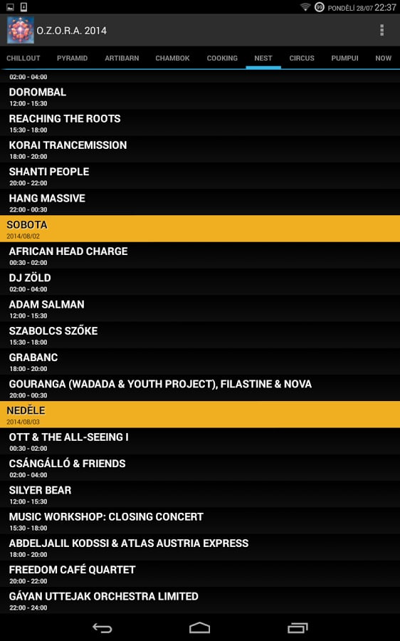 O.Z.O.R.A. 2014 Timetabl...截图10