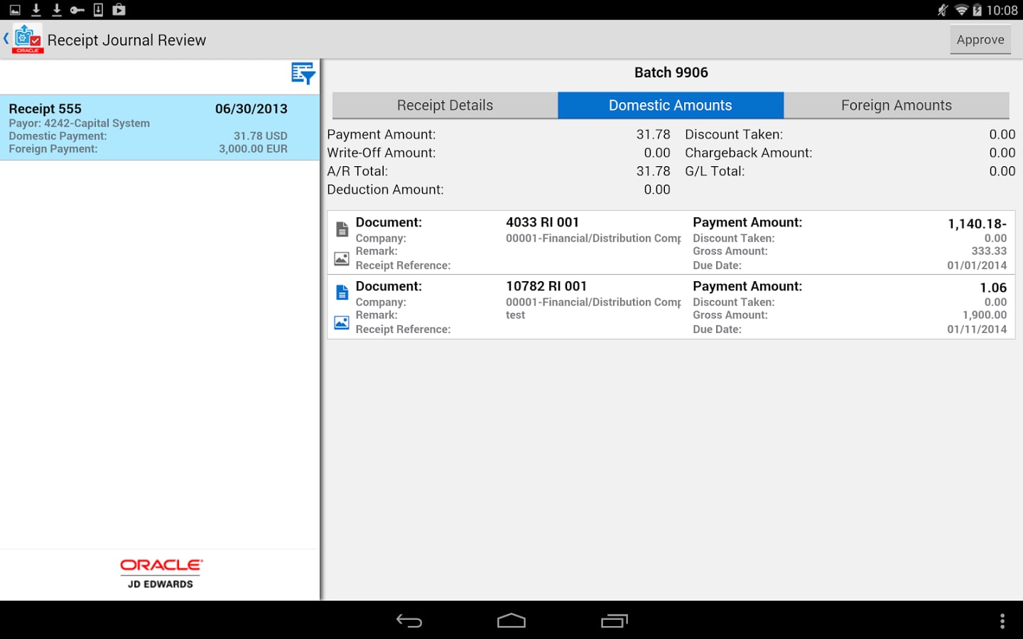 Receipt Batch Appr - JDE...截图6