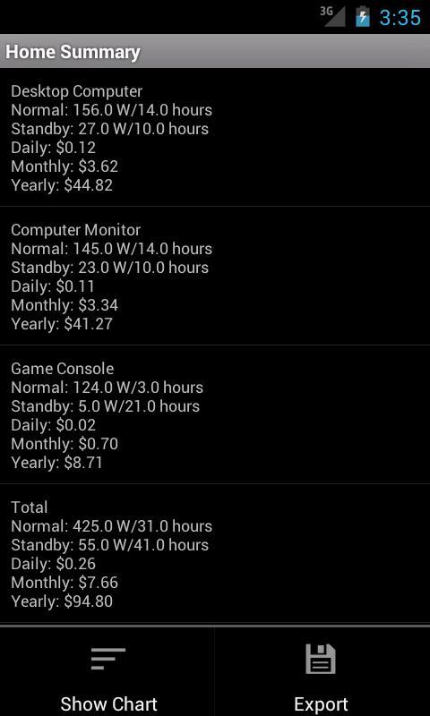 Power Cost Estimator截图2