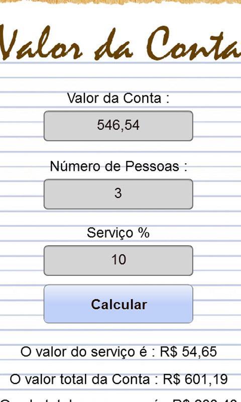 Calcula Conta Restaurante截图2