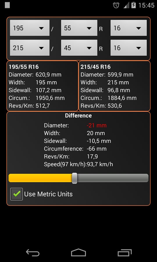 Tyre Size Calculator截图2