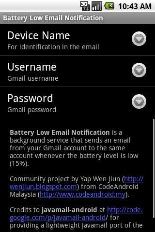 Battery Low Email Notification截图3