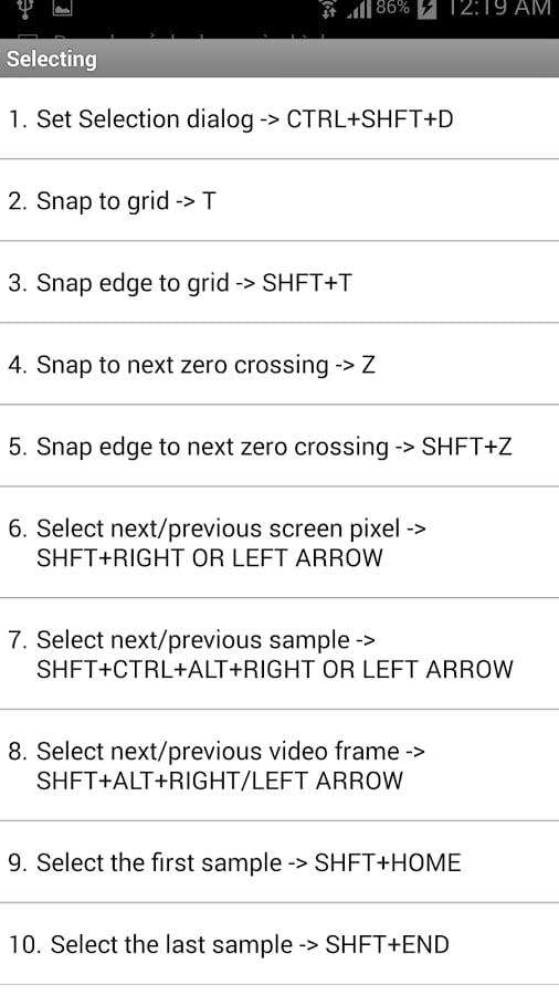 Shortcuts Sony Acid Pro截图11