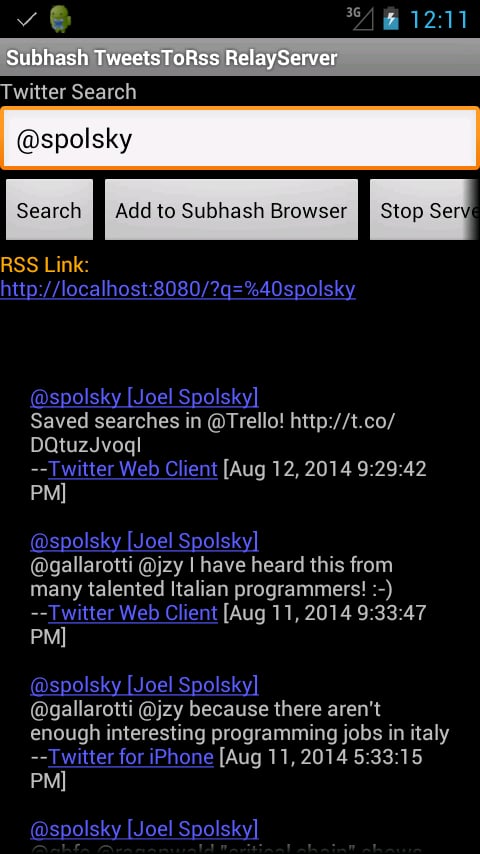 Subhash TweetsToRSS Serv...截图2