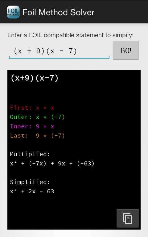 FOIL Method Solver截图2