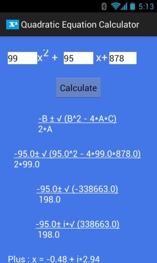 Quadratic Equation Calculator截图2