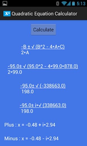 Quadratic Equation Calculator截图1