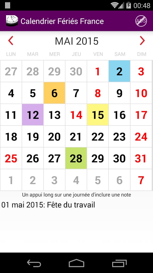 Calendrier 2014-2015 Fra...截图4