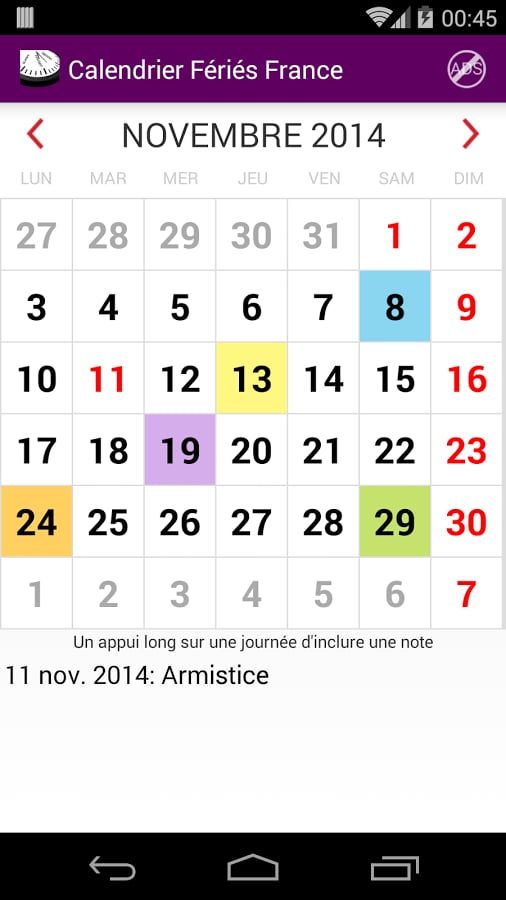 Calendrier 2014-2015 Fra...截图5