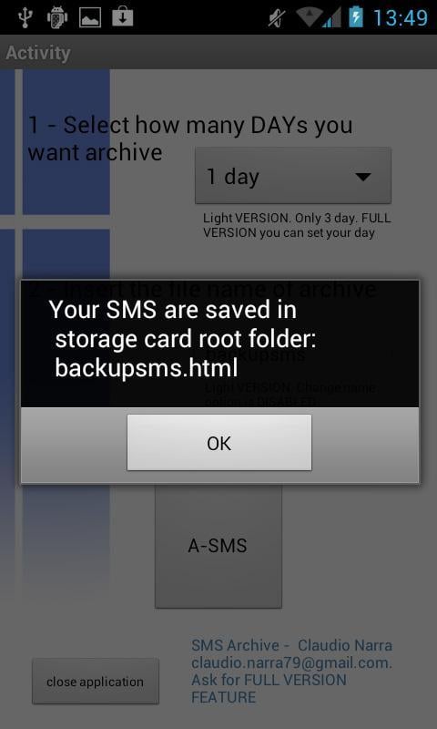 A-SMS - archive &amp; backup截图1