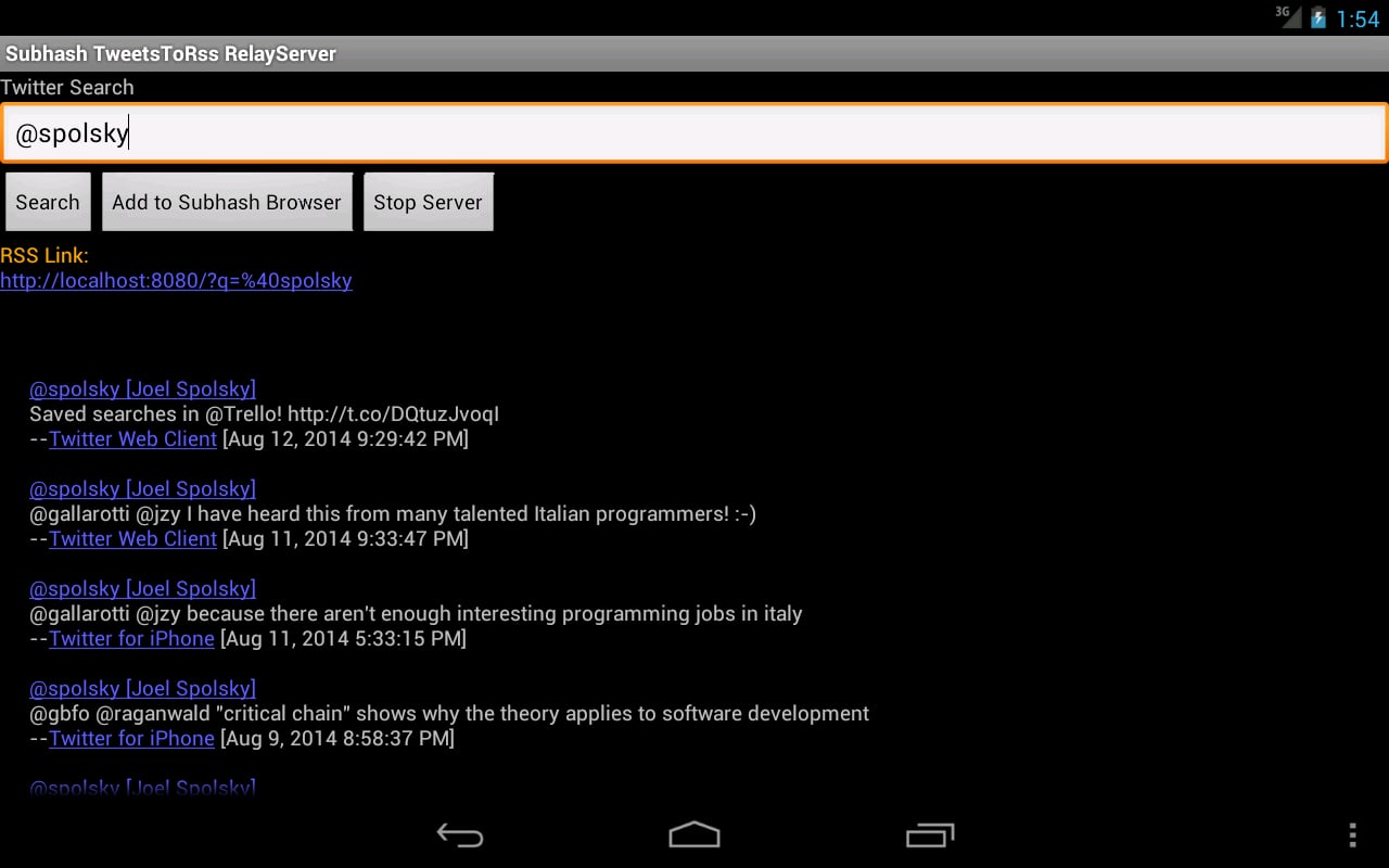 Subhash TweetsToRSS Serv...截图6