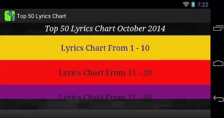 Lyrics Chart Top 50截图6